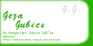 geza gubics business card